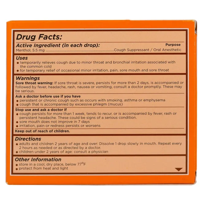 Herbion, Леденцы от кашля, без сахара, с апельсиновым вкусом, 18 леденцов