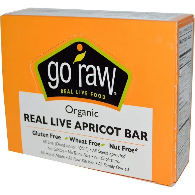 Go Raw, Органические батончики с абрикосом, 10 батончиков, 12 г каждый