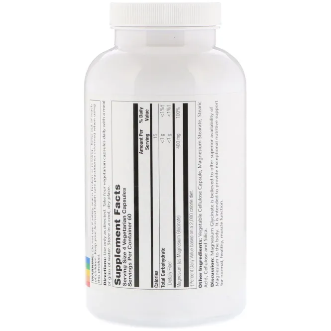 Solaray, Глицинат магния, 400 мг, 240 вегетарианских капсул