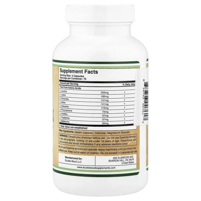 Double Wood Supplements, Essential Amino Acids, 225 Capsules