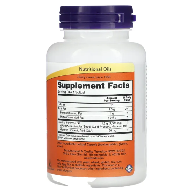 NOW Foods, Super Primrose, масло примулы, 1300 мг, 60 капсул