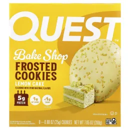 Quest Nutrition, Bake Shop, глазированное печенье, лимонный торт, 8 шт. по 25 г (0,88 унции)