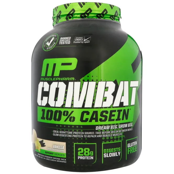 MusclePharm, Combat 100% казеин, ваниль, 1814 г.