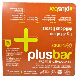 Greens Plus, Plusbar, протеины и шоколад, 12 батончиков по 59 г