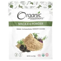 Organic Traditions, Maca X-6, черная и красно-фиолетовая, 150 г (5,3 унции)