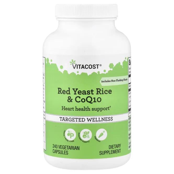Vitacost, красный ферментированный рис и коэнзим Q10, 240 вегетарианских капсул