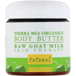 Tierra Mia Organics, Body Butter, Raw Goat Milk Skin Therapy, Coconut, 4 fl oz (113 g)