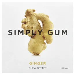 Simply Gum, Жевательная резинка, Натуральный имбирь, 15 штук