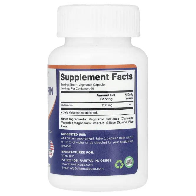 Vitamatic, Лактоферрин, 250 мг, 60 растительных капсул