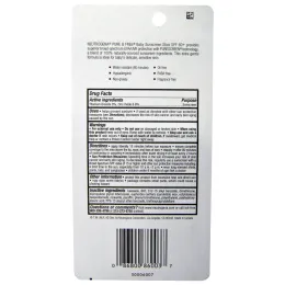 Neutrogena, Чистый и свободный солнцезащитный крем для младенцев, фактор защиты от солнца SPF 60+, 0,47 жидк. унц. (13 г)