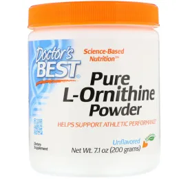 Doctor's Best, Чистый порошок L-орнитина, без вкусовых добавок, 7,1 унций (200 г)