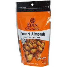 Eden Foods, Органический миндаль в соевом соусе, Обжарен без масла, 4 унции (113 г)
