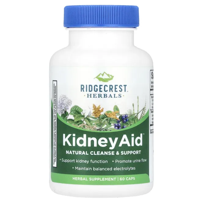 RidgeCrest Herbals, Препарат для почек Kidney Aid, 60 растительных капсул