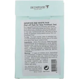 Skinfood, Маска с яичным белком, Маска-пилинг для носа, лба, подбородка, 10 листов