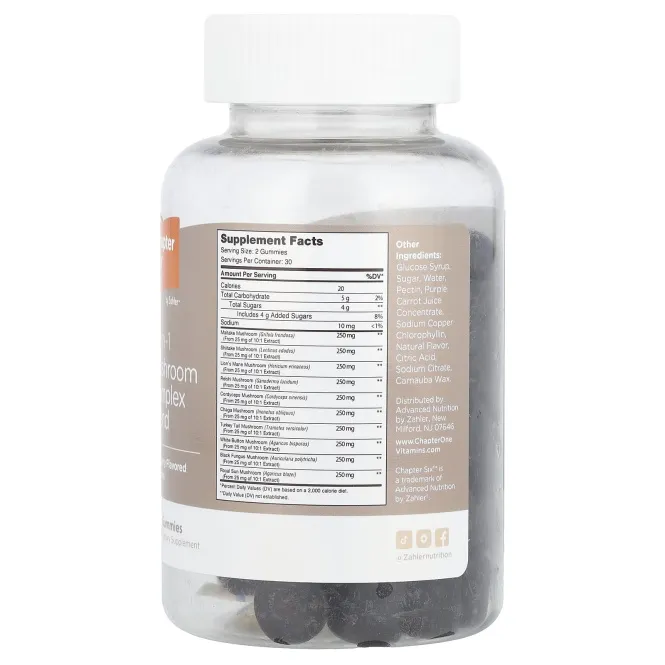 Chapter Six, 10-in-1 Mushroom Complex Blend Gummies, Raspberry, 60 Gummies
