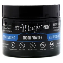 My Magic Mud, Отбеливающий зубной порошок, перечная мята, 1,06 унц. (30 г)