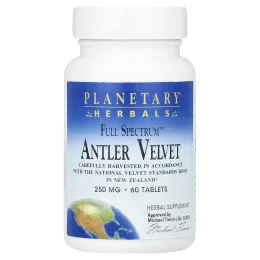 Planetary Herbals, Полный спектр, отростки оленьего рога, 250 мг, 60 таблеток