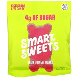 SmartSweets, Sour Gummy Bears, Raspberry, Apple, Lemon Peach, 1.8 oz (50 g)