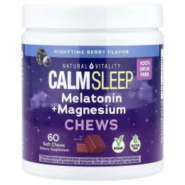 Natural Vitality, Calm Sleep™, жевательные таблетки с мелатонином и магнием, со вкусом ягод для сна, 60 жевательных таблеток