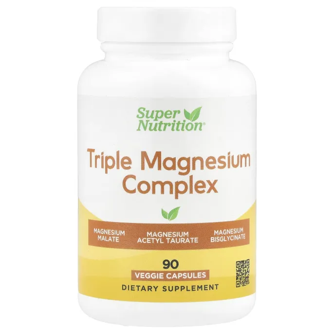 Super Nutrition, комплекс с магнием тройного действия, 90 растительных капсул