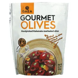 Gaea, Оливки для гурманов, маринованные каламатские оливки без косточек, 4,2 унции (120 г)