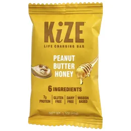 KiZE Life Changing Bar, арахисовая паста и мед, 10 батончиков, 43 г (1,5 унции) каждый