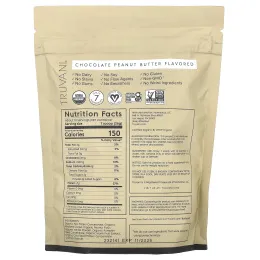 Truvani, Сертифицированный органический растительный протеин, шоколад и арахисовая паста, 365 г (0,8 фунта)