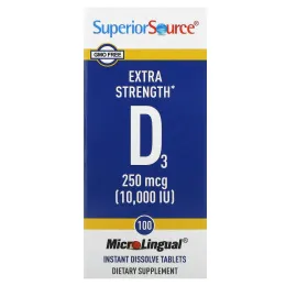 Superior Source, D3, дополнительная силы, микролингвальный, 10000 МЕ, 100 таблеток