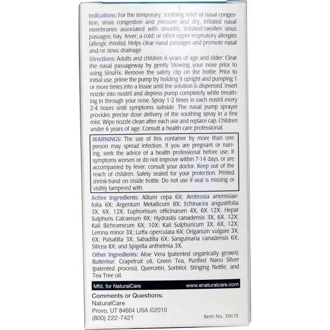 NaturalCare, SinuFix, носовое противозастойное средство, 0,5 жидких унций (15 мл)