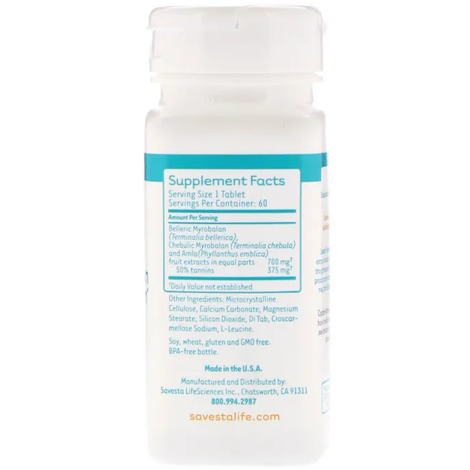 Savesta, Детокс и пищеварение, трифала, 60 вегетарианских таблеток