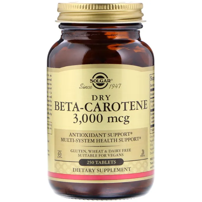Solgar, Dry Beta-Carotene, 3,000 mcg, 250 Tablets