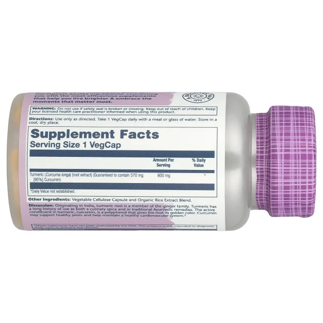 Solaray, Vital Extracts, куркума, 600 мг, 60 растительных капсул