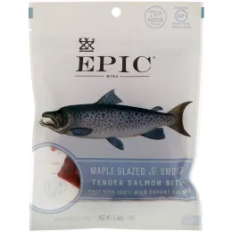 Epic Bar, Нежный копченый лосось, глазированный кленовым сиропом, кусочки, 2,5 унц. (71 г)