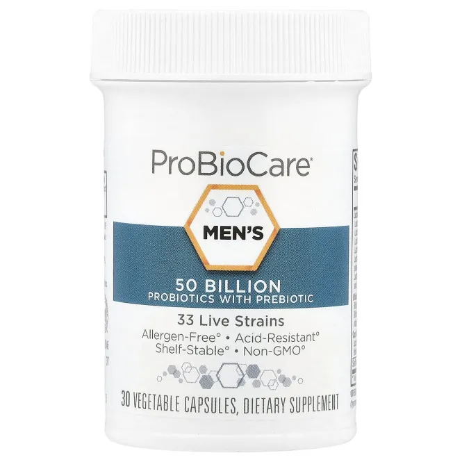 ProBioCare, пробиотики с пребиотиками для мужчин, 50 млрд, 30 растительных капсул