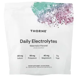 Thorne, ежедневные электролиты, со вкусом арбуза, 30 пакетиков по 4,37 г (0,15 унции)