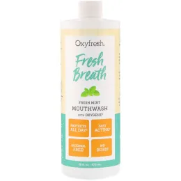 Oxyfresh, Fresh Breath, жидкость для полоскания рта с кислородом и свежей мятой, 16 ж. унц. (473 мл)
