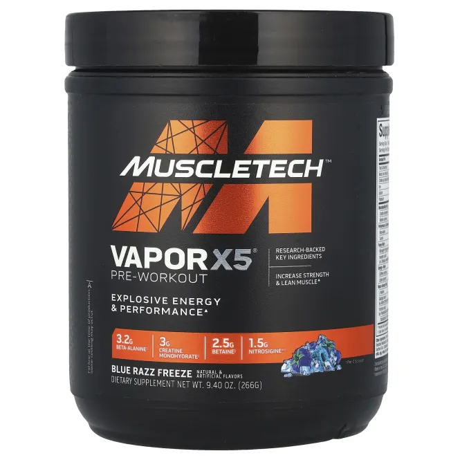 MuscleTech, VaporX5, Next Gen, предтренировочный комплекс, со вкусом Blue Razz Freeze, 266 г (9,40 унции)