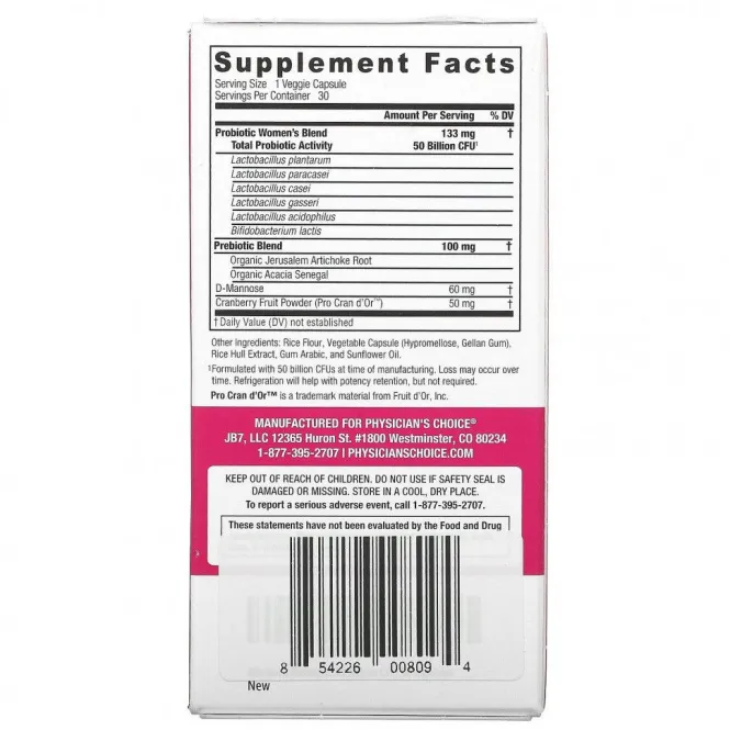 Physician's Choice, Women's Probiotic 50 Billion, 30 Vegetarian Capsules