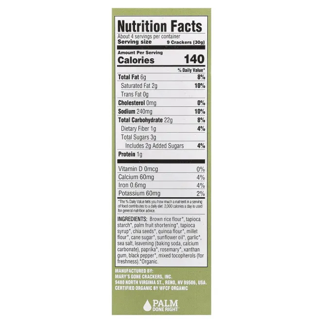Mary's Gone Crackers, Organic Real Thin Crackers™, чеснок и розмарин, 113 г (4 унции)