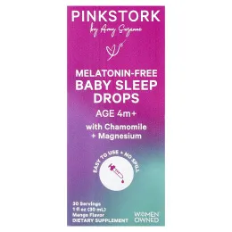 Pink Stork, детские капли для сна, без мелатонина, от 4 месяцев, манго, 30 мл (1 жидк. унция)