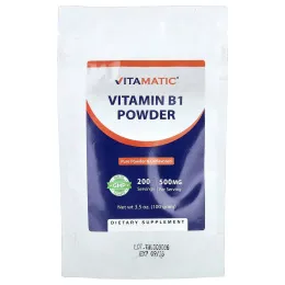 Vitamatic, витамин B1 в порошке, без добавок, 100 г (3,5 унции)