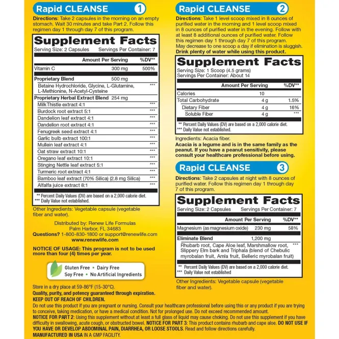 Renew Life, Advanced, Rapid Cleanse, 7-Day Program, 3-Part Program