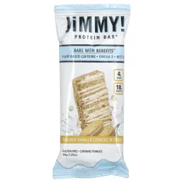 JiMMY!, Bars With Benefits, протеиновый батончик, крем с золотистым ванильным печеньем, 12 батончиков, 58 г (2,05 унции)