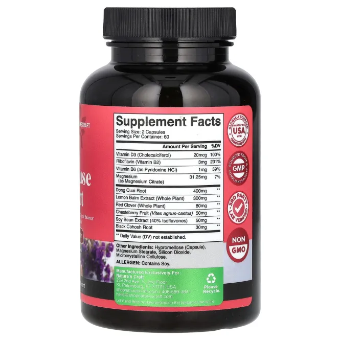 Nature's Craft, добавка для поддержки в период менопаузы, 120 капсул
