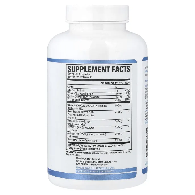 Revive, Immune Defense, добавка для защиты иммунитета, 180 вегетарианских капсул