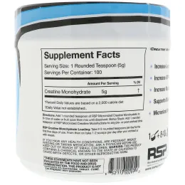 RSP Nutrition, Моногидрат креатина, Креатин в виде тонкоизмельченного порошка, 17,6 унции (500 г)
