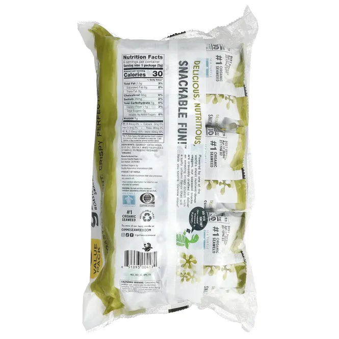 gimMe, снеки из жареных морских водорослей, нерафинированное оливковое масло высшего качества, 6 пакетиков 5 г (0,17 унции) каждый