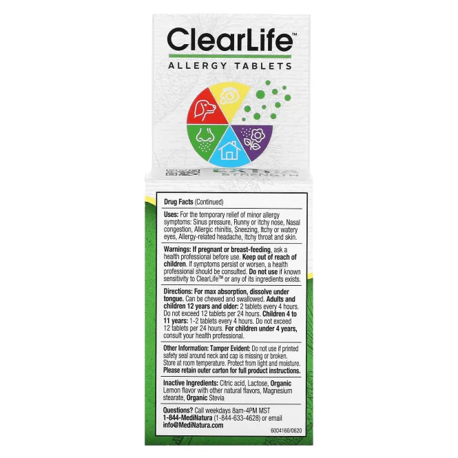 MediNatura, Таблетки от аллергии ClearLife (повышенной дозировки) 60 таблеток