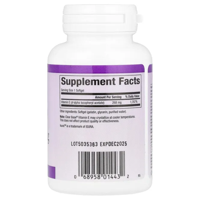 Natural Factors, Clear Base Vitamin E, 268 мг (400 МЕ), 60 мягких таблеток