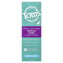 Tom's of Maine, Whole Care®, натуральная зубная паста от кариеса с фтором, перечная мята, 113 г (4 унции)